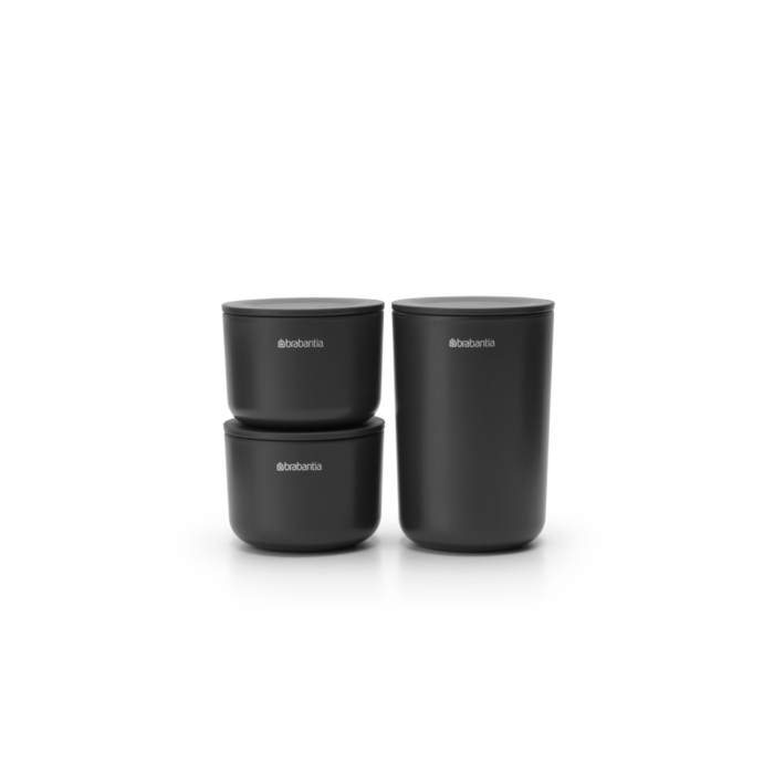 Brabantia set 3 lončkov za kopalnico siv