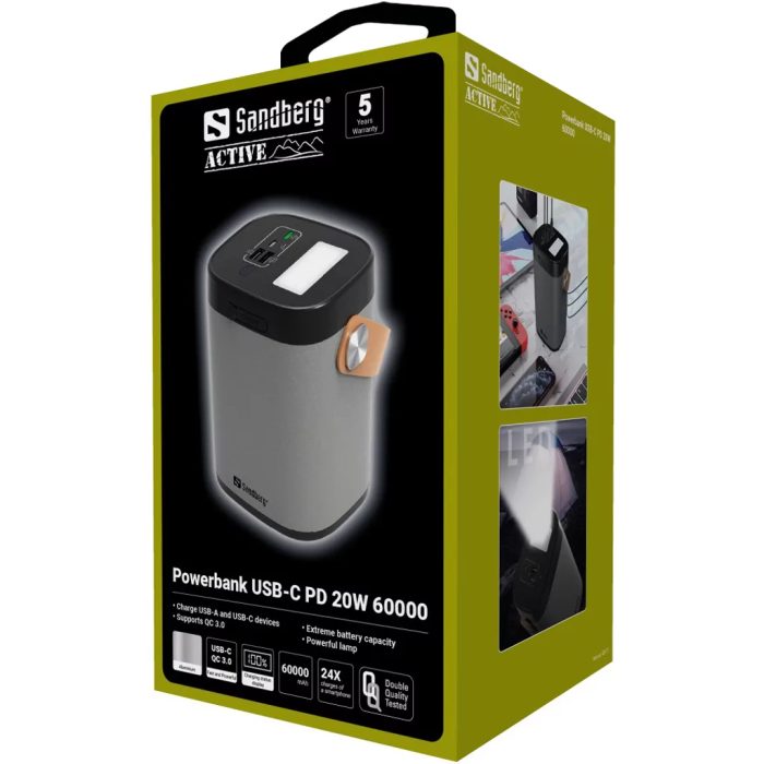 Sandberg Powerbank USB-C PD 20W 60000mAh prenosna baterija - slika 5