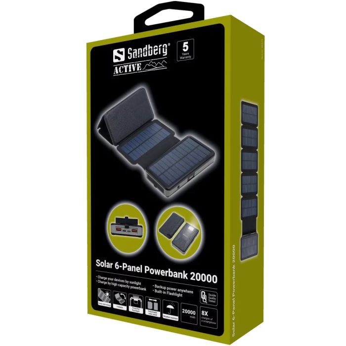 Sandberg solarna 6-panelna 20000 mAh prenosna baterija - Image 6