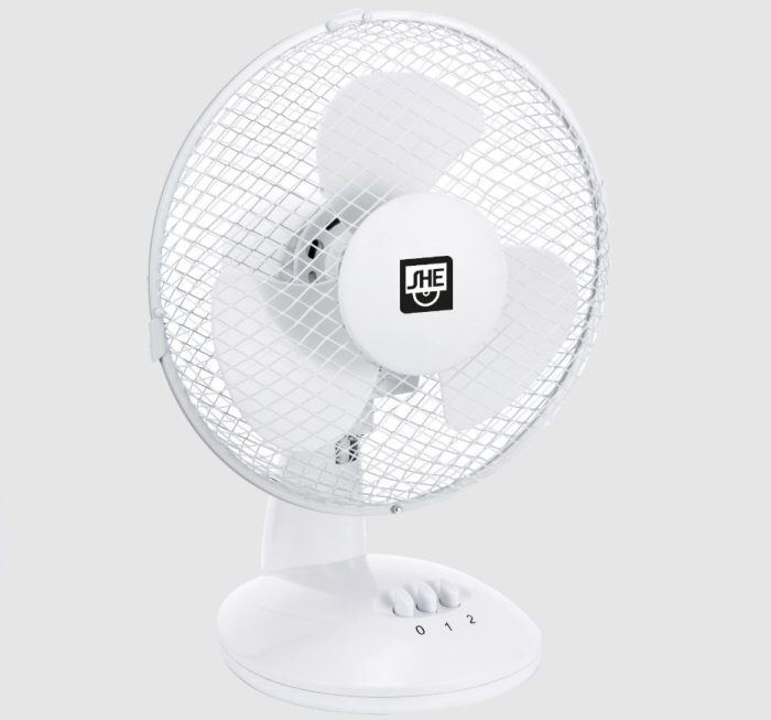 SHE namizni ventilator 30 cm 40W bel