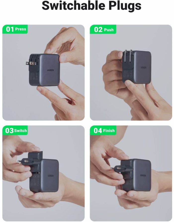 Ugreen Nexode 65W USB A + USB C potovalni polnilnik GaN II PD 3.0 - Image 6