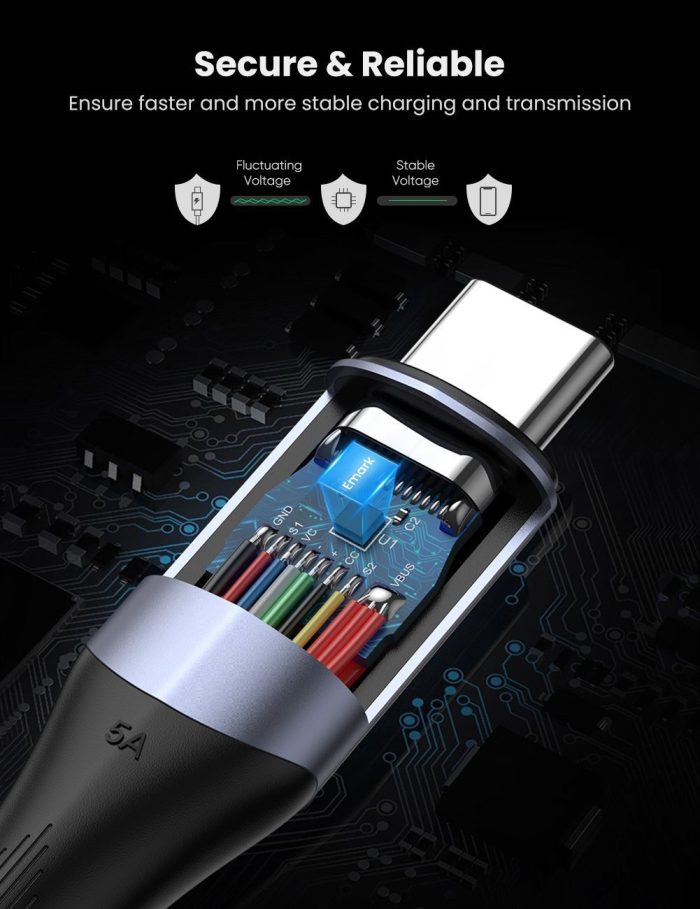 UGREEN USB-C 3.1 M/M Gen2 5A kabel 100W 1m (črn) - Image 6
