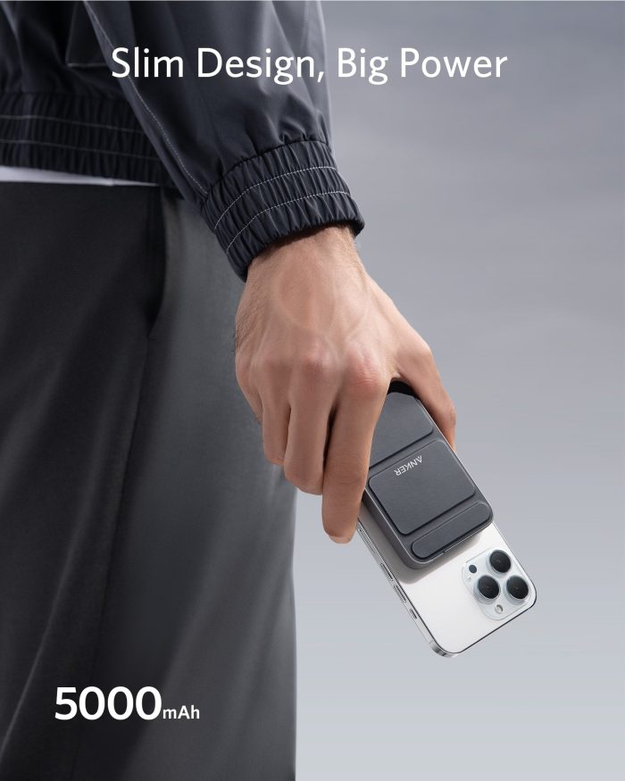 Anker MagGo 5000mAh črn magnetni brezžični powerbank - slika 3
