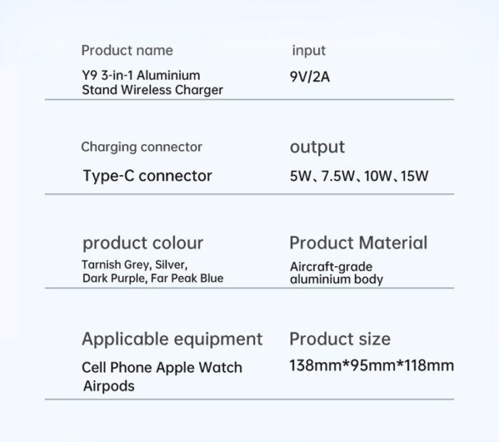 VEGER brezžična polnilna postaja 3v1 Y9 za pametni telefon, Apple watch, - Image 5
