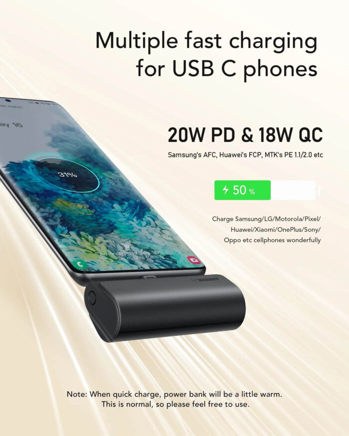 VEGER prenosna baterija PlugON-C 5000 mAh, črna - Image 4