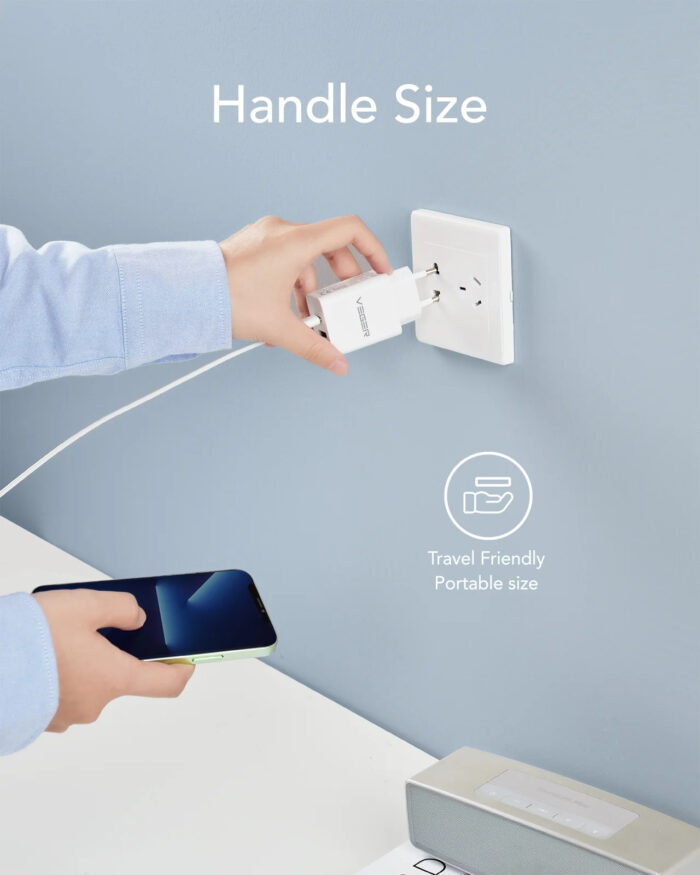 VEGER VLS302U 2-portni polnilec, USB-A/USB-C, QC3.0/PD3.0, bel - Image 5
