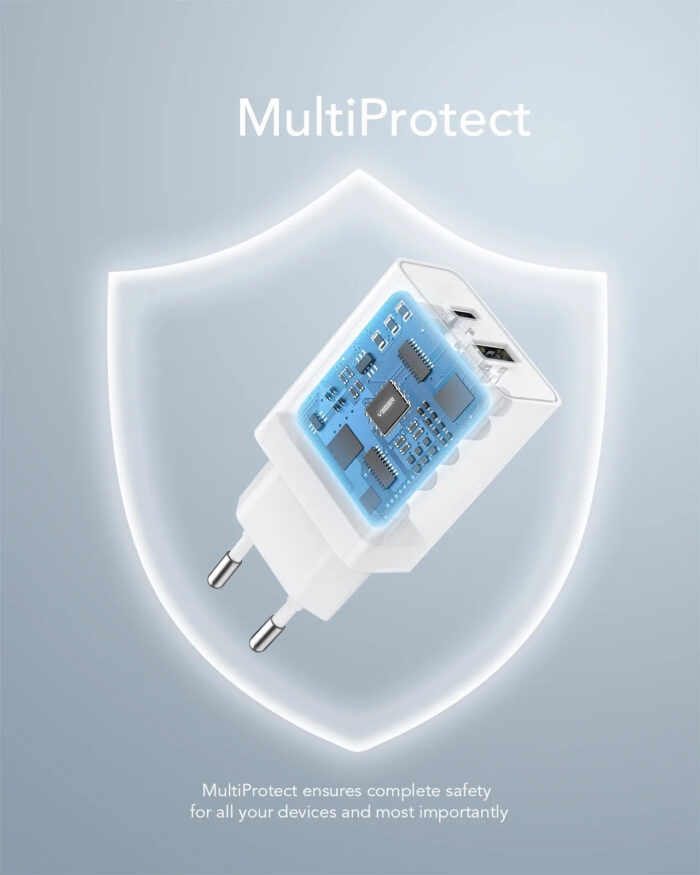 VEGER VLS302U 2-portni polnilec, USB-A/USB-C, QC3.0/PD3.0, bel - Image 6