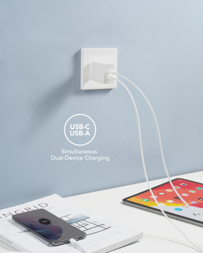 VEGER VLS302U 2-portni polnilec, USB-A/USB-C, QC3.0/PD3.0, bel - Image 4