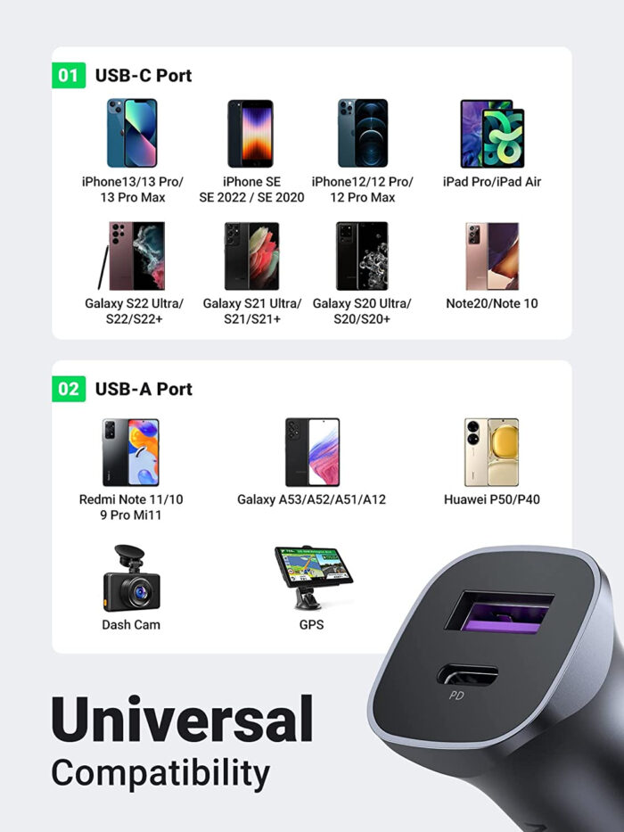 Ugreen avtopolnilec USB+USB-C QC 3.0 30W 10144 - box - Image 6