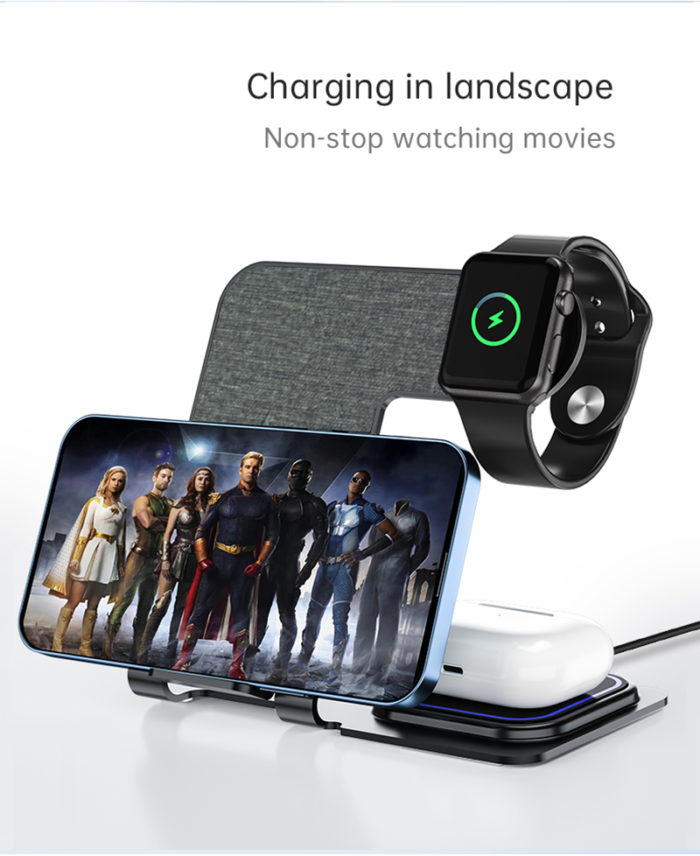 VEGER brezžična polnilna postaja 3v1 Y9 za pametni telefon, Apple watch, - Image 3