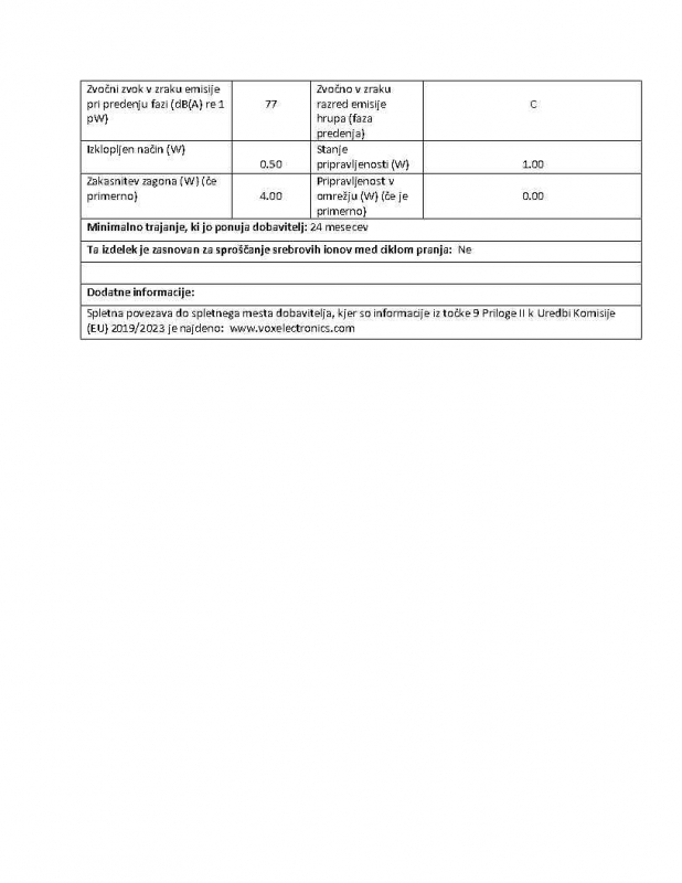 VOX Pralni stroj WM 1415-YT2QD [D, 10 kg, 1400 o/min, 15 programov] - Image 5