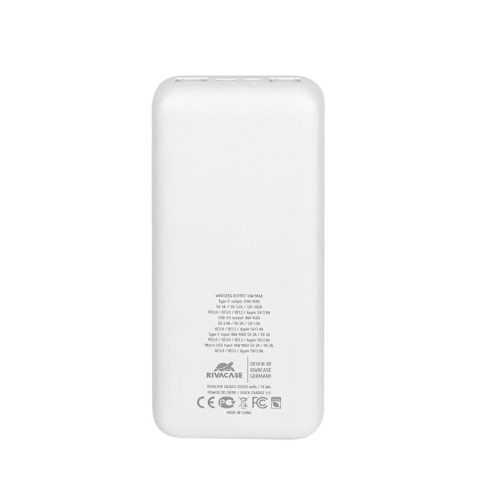Rivacase VA2602 20000mAh brezžična polnilna prenosna baterija - Image 4