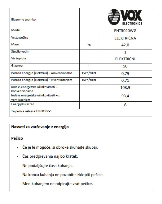 VOX električni štedilnik EHT 6020 WG (4x elektrika) - Image 5