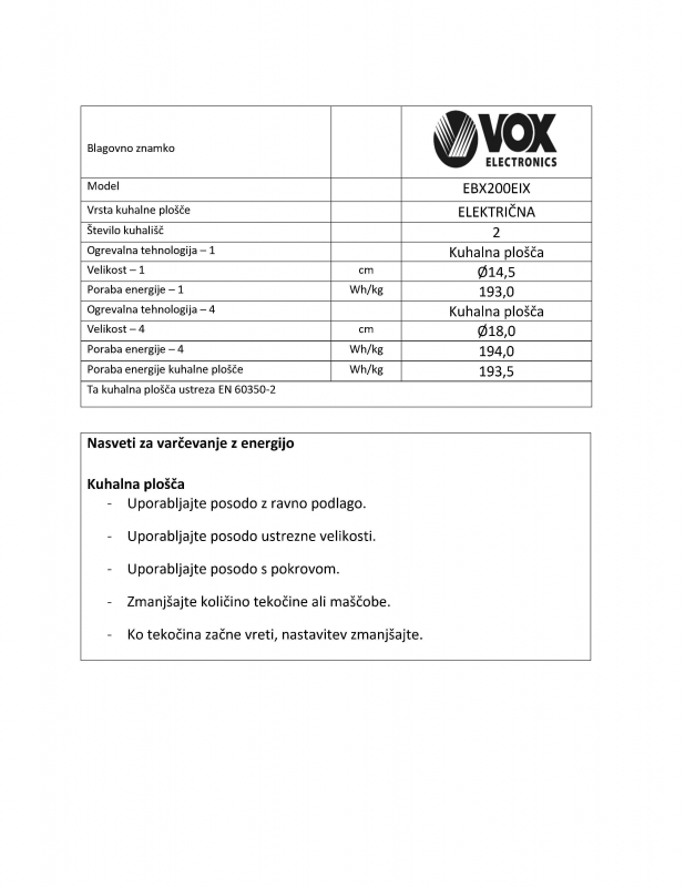 VOX vgradna električna plošča EBX200 EIX - Image 3
