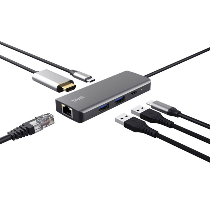 TRUST MULTIPORT DALYX 6/1 USB-C ADAPTER ALUMINIJ - Image 3
