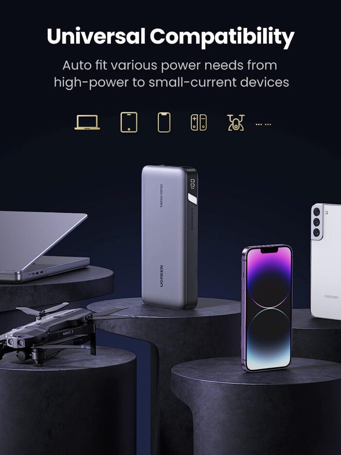 Ugreen 145W 25000mAh Prenosna baterija za prenosni računalnik s tremi vrati - Image 6