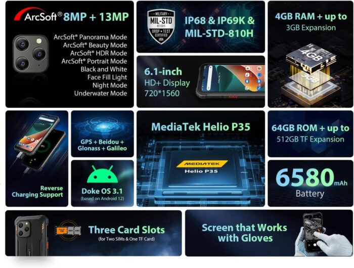 Blackview pametni robustni telefon BV5300 PRO 4/64GB, zelen - Image 3