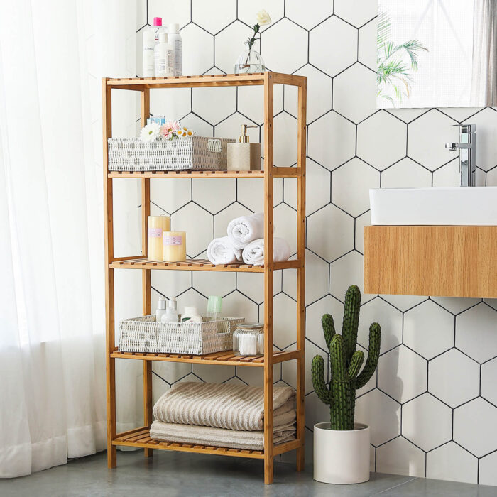 SONGMICS Bamboo naravni regal 60 x 26 x 130 cm, BCB35Y - Image 3