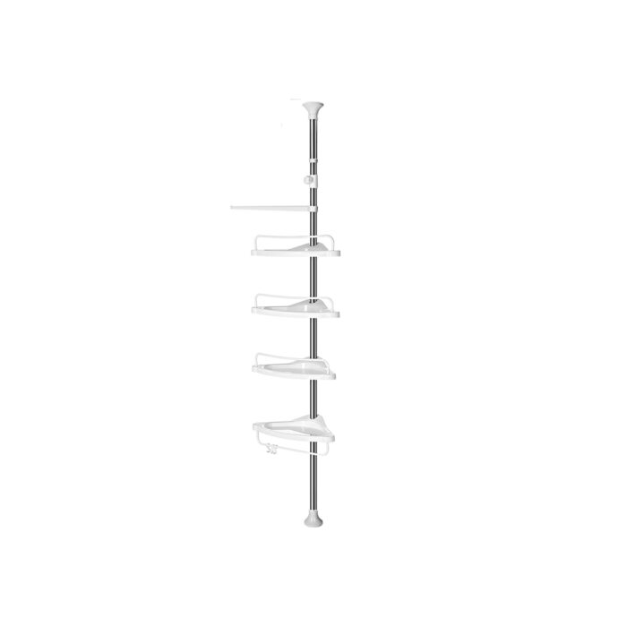 SONGMICS Kotno stojalo s policami za kopalnice belo srebrne barve  95-300 cm,
