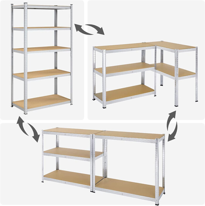 SONGMICS Regal 50 x 100 x 200 cm bež-srebrna, GLR050E01 - Image 4