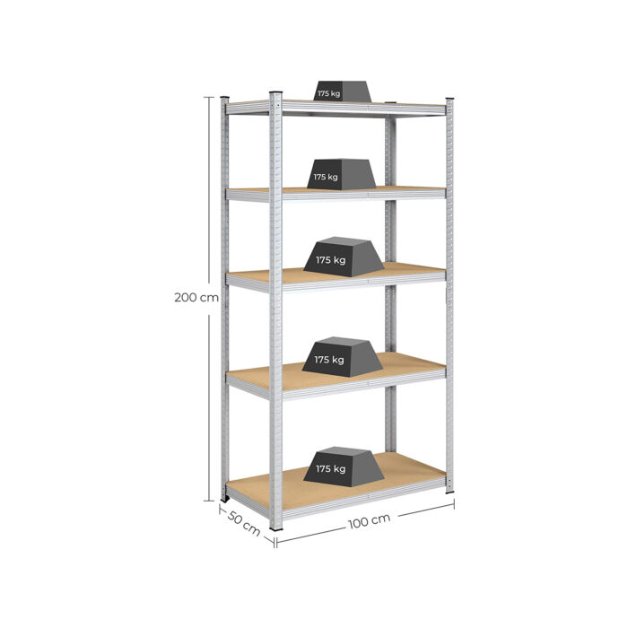 SONGMICS Regal 50 x 100 x 200 cm bež-srebrna, GLR050E01 - Image 5