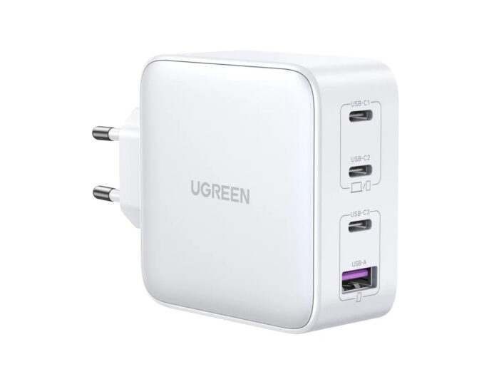 Ugreen USB-A in 3x USB-C 100W GaN hitri polnilec - box Bel