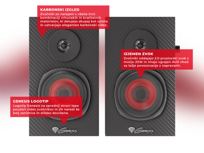 GENESIS Stereo 2.0 zvočniki HELIUM 200, zvočniki, STEREO 2.0, 20W RMS, mini jack - Image 6