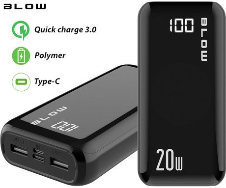 Power bank BLOW PB30A, 30.000mAh, Polymer baterija, Quick Charge 3.0, LED