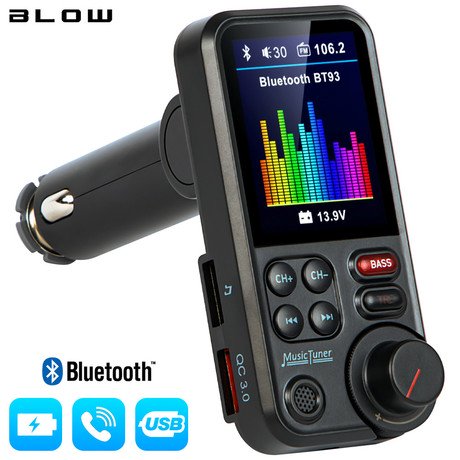 BLOW FM Oddajnik 74-168, Bluetooth 5.0, Quick Charge 3.0, SuperBASS, LCD zaslon,
