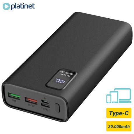 Power Bank PLATINET 20.000mAh, Li-Polymer, Quick Charge 3.0, Power