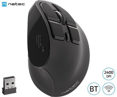 Natec EUPHONIE vertikalna brezžična miška, 2400DPI, ergonomska, Bluetooth /