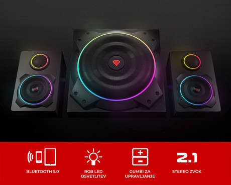 GENESIS HELIUM 800 BT računalniški zvočniki, STEREO 2.1, 60W RMS, RGB LED - Image 3