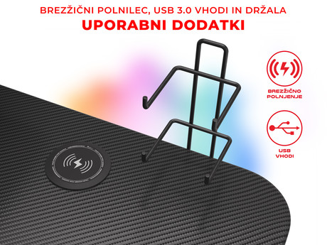 Profesionalna GAMING miza GENESIS HOLM profesionalna, ergonomska, RGB LED - Image 5