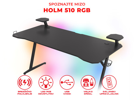 Profesionalna GAMING miza GENESIS HOLM 510 RGB, LED RGB osvetlitev, vgrajen - Image 4