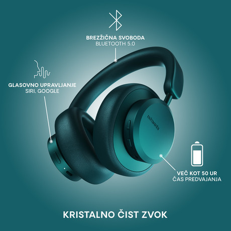 URBANISTA MIAMI naglavne brezžične slušalke, Bluetooth, ANC, do 50ur, Teal - Image 5