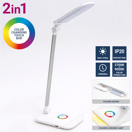 PLATINET PDLQ60 namizna LED svetilka, 470 lumnov, barvna ambientna osvetlitev,