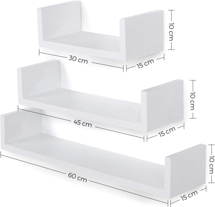SONGMICS komplet 3 plavajočih polic 60 -45 -30cm - Image 4