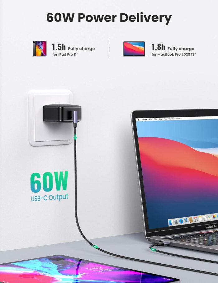 Ugreen USB-C na kotni USB-C kabel 60W 3M - Image 6