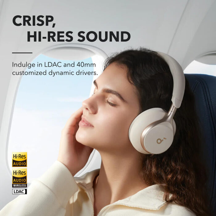 Anker Soundcore Space One naglavne Bluetooth slušalke, krem - Image 5