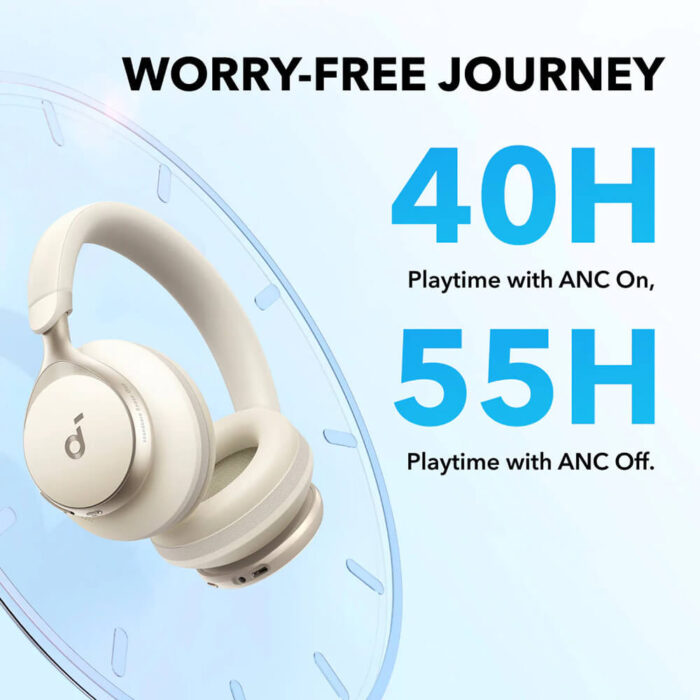 Anker Soundcore Space One naglavne Bluetooth slušalke, krem - Image 6