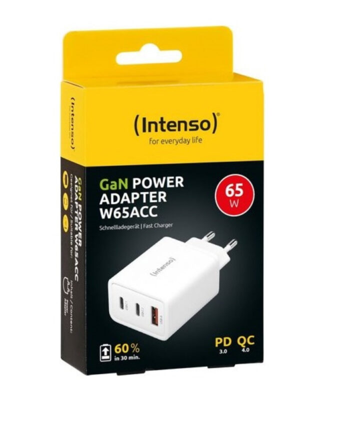 Intenso 65W GaN napajalnik s priključkom 2xUSB-C in 1xUSB-A W65ACC - Image 3