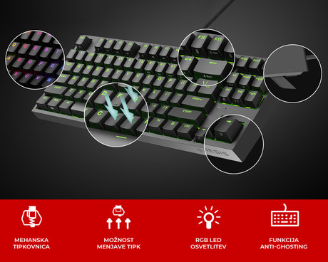 GENESIS THOR 404 TKL gaming tipkovnica, mehanska, RGB LED osvetlitev, - Image 6