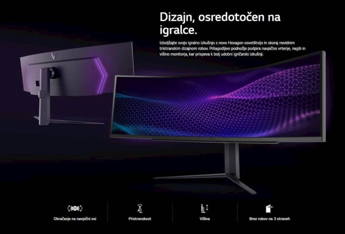 Monitor LG 49GR85DC-B UltraGear™, 49", ukrivljen, 5120x1440, 2x HDMI, DP, 240Hz - Image 6