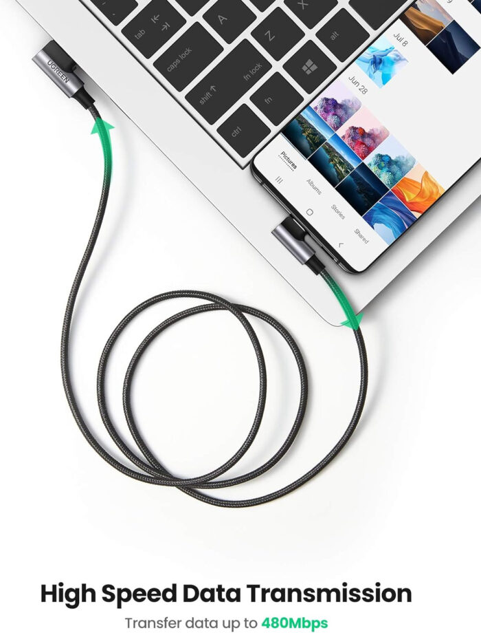 Ugreen USB v USB C 90-stopinjski kabel za hitro polnjenje 2M - Image 6