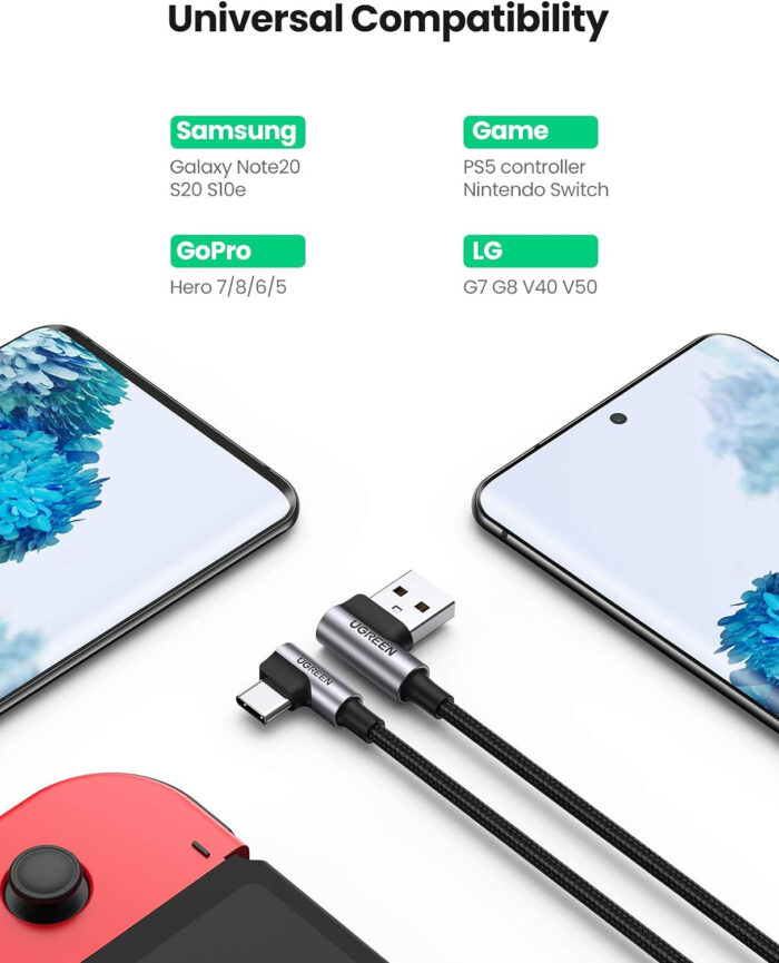 Ugreen USB v USB C 90-stopinjski kabel za hitro polnjenje 2M - Image 4