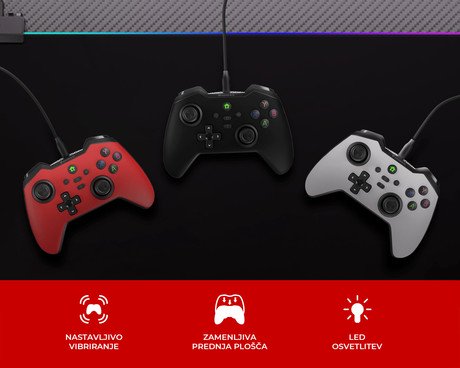 GENESIS MANGAN 300 žični igralni plošček / gamepad, 19 gumbov, vibriranje, LED - Image 3