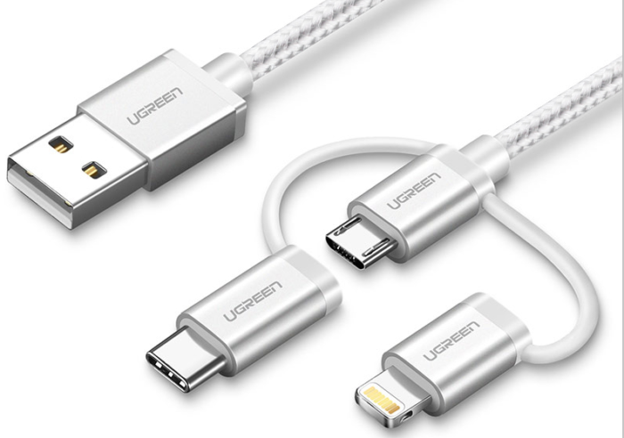 Ugreen USB 2.0 na Micro USB+Lightning+Type C (3 v 1) podatkovni - Image 4