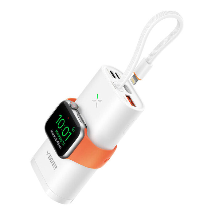 VEGER prenosna baterija MagFan 10000 mAh, vgrajen kabel in Apple Watch - Image 3