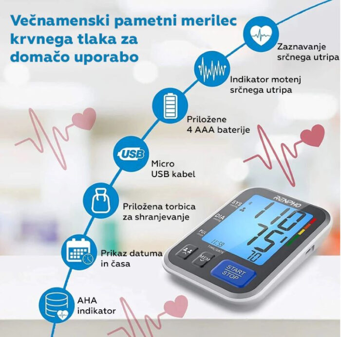 RENPHO Pametni merilnik krvnega tlaka - Image 4
