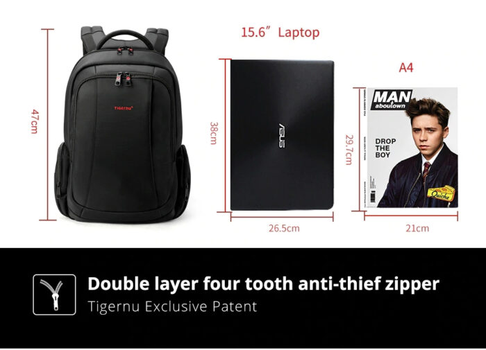 TIGERNU RHEA NAHRBTNIK ZA PRENOSNI RAČUNALNIK USB 15.6" ČRN - Image 4